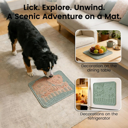 OHMO Lick Mat for Dogs and Cats Large(2 Pack) Nature Design Easy to Clean Pet Slow Feeder with Suction Cups, for Anxiety Relief and Boredom Reduction(Mars+Coral)