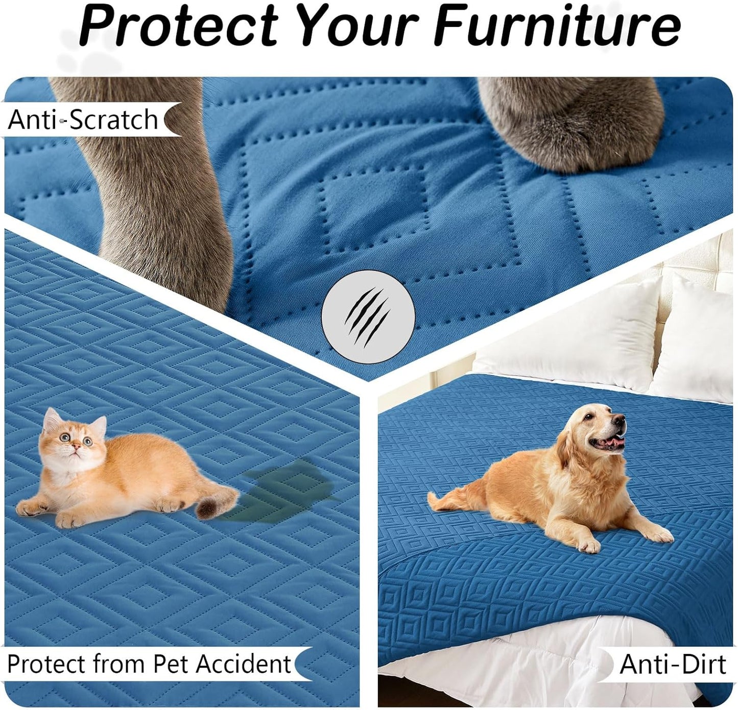 hyha Waterproof Dog Blanket, Soft Pet Bed Blankets, Waterproof Sofa Couch Cover for Dogs Washable, Reversible Pet Couch Covers for Sofa Furniture (30x70 Inch, Grey/Dark Grey)