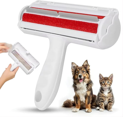 Reusable Pet Hair Remover Roller – Dog & Cat Fur Lint Cleaner for Sofa, Carpet, Bed & Car Seats – No Adhesive Required (White/Grey)