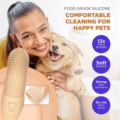 Jack & Milo 2-Pack Soft Silicone Pet Toothbrush – Gentle Finger Toothbrush for Small Dogs, Puppies & Cats – Safe Oral Care for Baby Pets – Promotes Healthy Teeth & Gums – Blue & Green