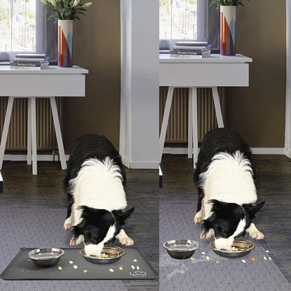 Silicone Waterproof Dog Cat Pet Feeding Mats, Non Slip, Easy Clean Pet Dog Cat Bowl Mats Placemat (18.5" x 11.5") Green