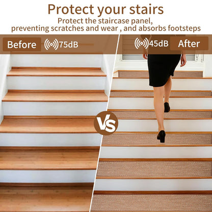 Carpet Stairs Runner for Wood Stairs, 8"x 30",Reusable Washable Self-Stick Stair Treads, for Indoor Steps, Non Slip for Kids Elders and Pets Stair Mats Residue Free, Grey 15-Pack