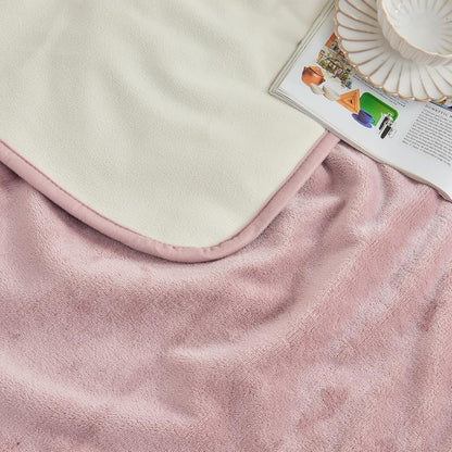Waterproof Blanket 60"x80" for Adults, Reversible Waterproof Bed Cover for Dogs Cats Pets, Soft Leakproof Blanket for Bed Couch Sofa Furniture Protector, Dusty Pink/Off White