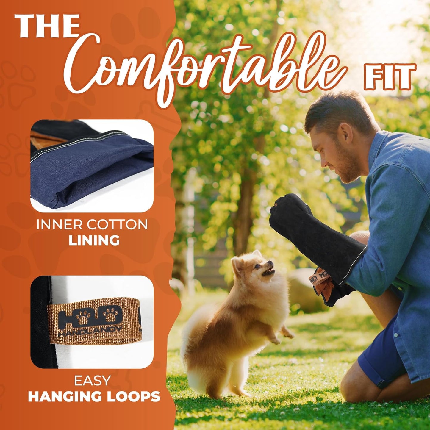 HANDLANDY Animal Handling Gloves, Bite-Proof, Scratch-Resistant, Pet Gloves for Dogs, Cats, Falconry, Gardening