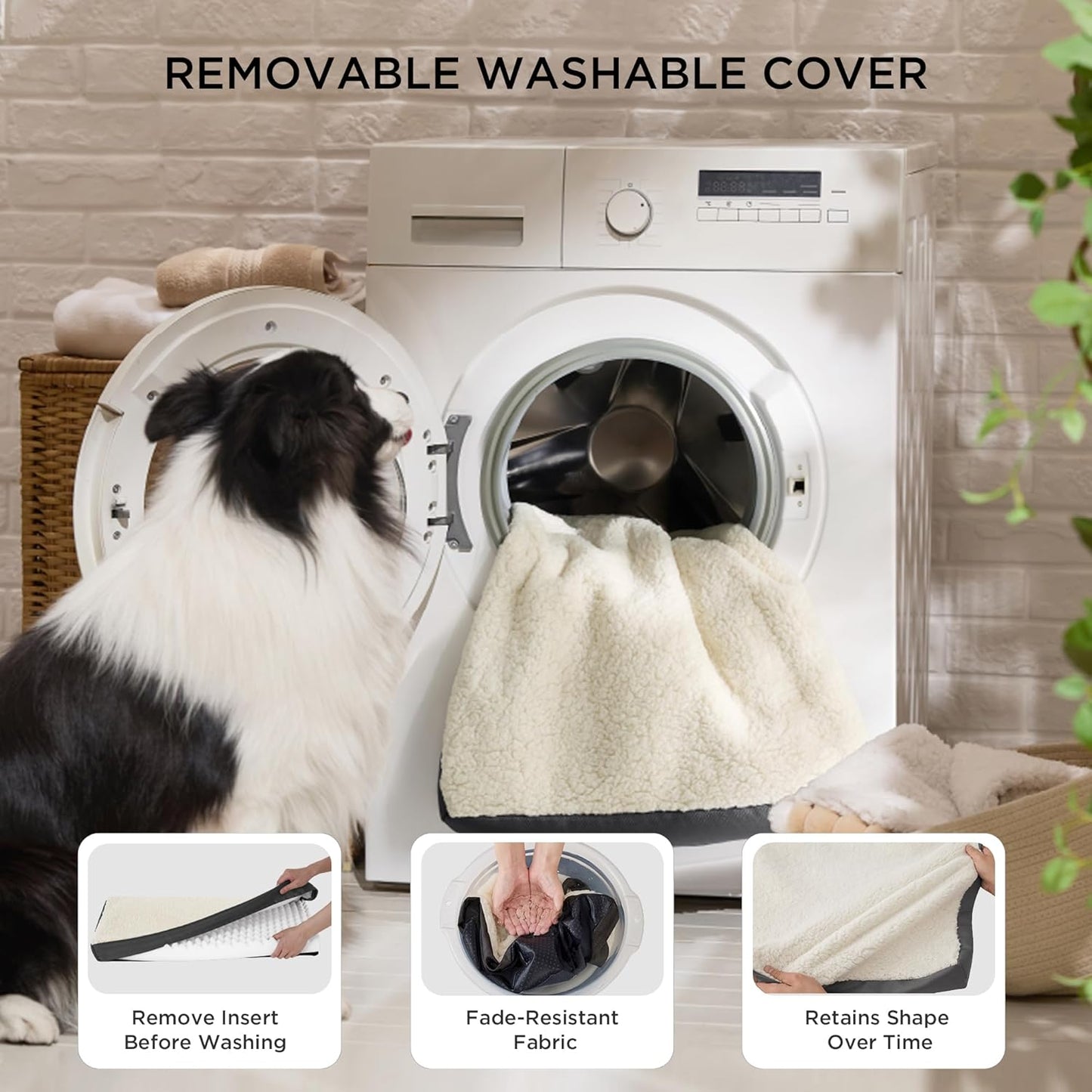 Bedsure Dog Beds Large Sized Dog - Comfy Flat Pet Beds with Removable Washable Cover, Orthopedic Egg Crate Foam Puppy Mat, Suitable for Pet Up to 65 lbs