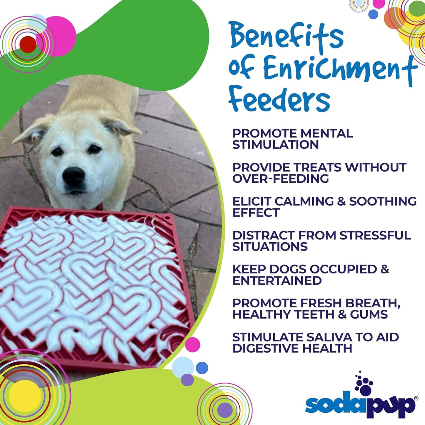 SodaPup Flower Power eMat – Durable Lick Mat Feeder Made in USA from Non-Toxic, Pet-Safe, Food Safe Rubber for Mental Stimulation, Avoiding Overfeeding, Fresh Breath, Digestive Health, & More