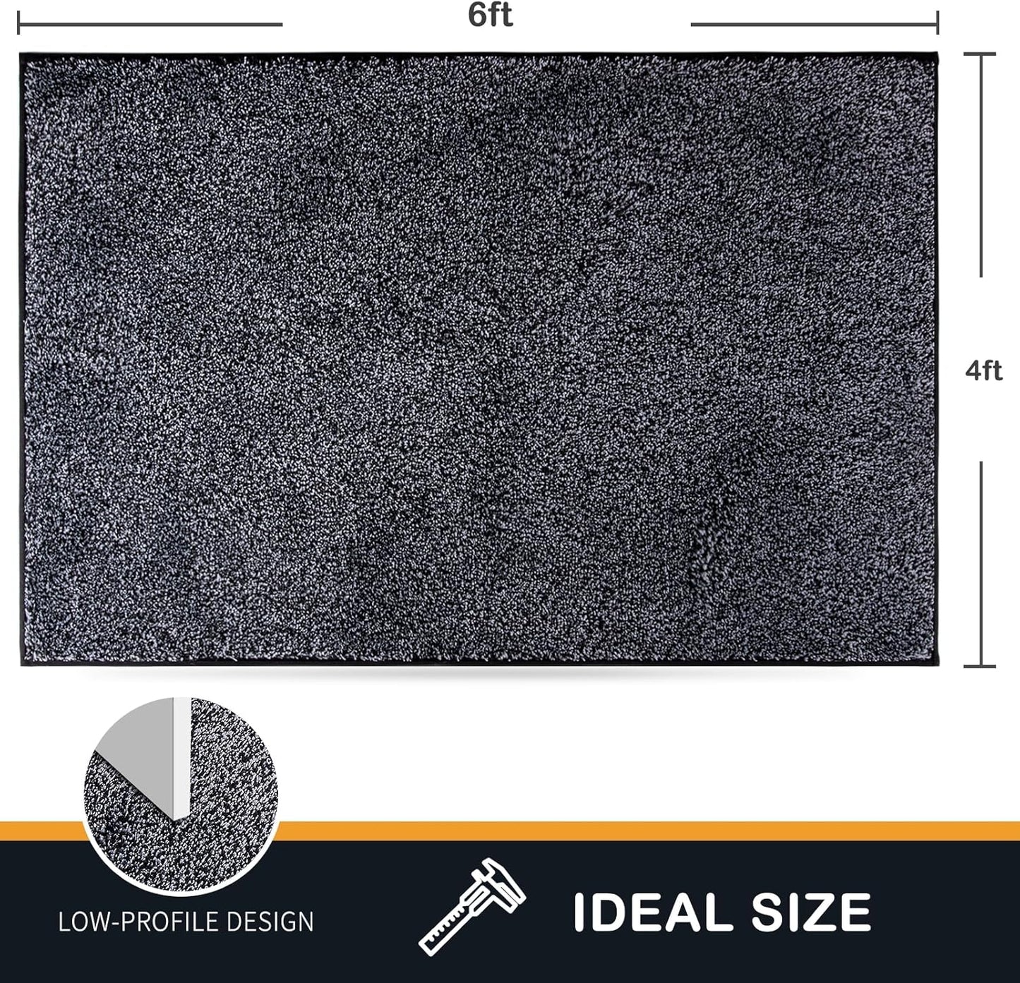 PURRUGS Dirt Trapping Door Mat 20" x 31.5", Non-Slip Machine Washable Entryway Rug, Dog Doormat, Indoor Front Door Mat, Super Absorbent Entry Rug for Muddy Shoes & Paws, Bluish Grey-Black