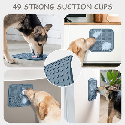 ChefAide 2 Pack Lick Mat for Dogs,Cats,Upgraded 8.5×8.5 inches Licking Mats with Suction Cups,Slow Feeder Licking Pad for Anxiety Relief and Boredom Reducer,Suitable for Dog Training Set 3