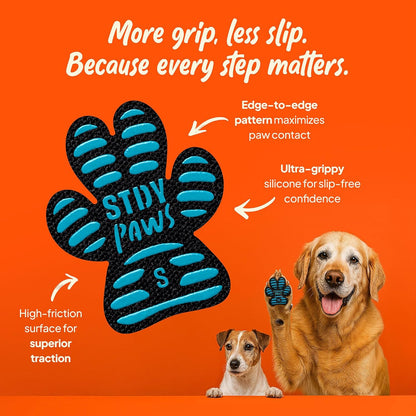 Anti-Slip Paw Stickers for Dogs Feet - Non-Slip Paw Pads for Traction on Hardwood & Tile Floors - Breathable Adhesive Friction Foot Grips for Senior & Injured Dogs – 24 Pads (Size M)