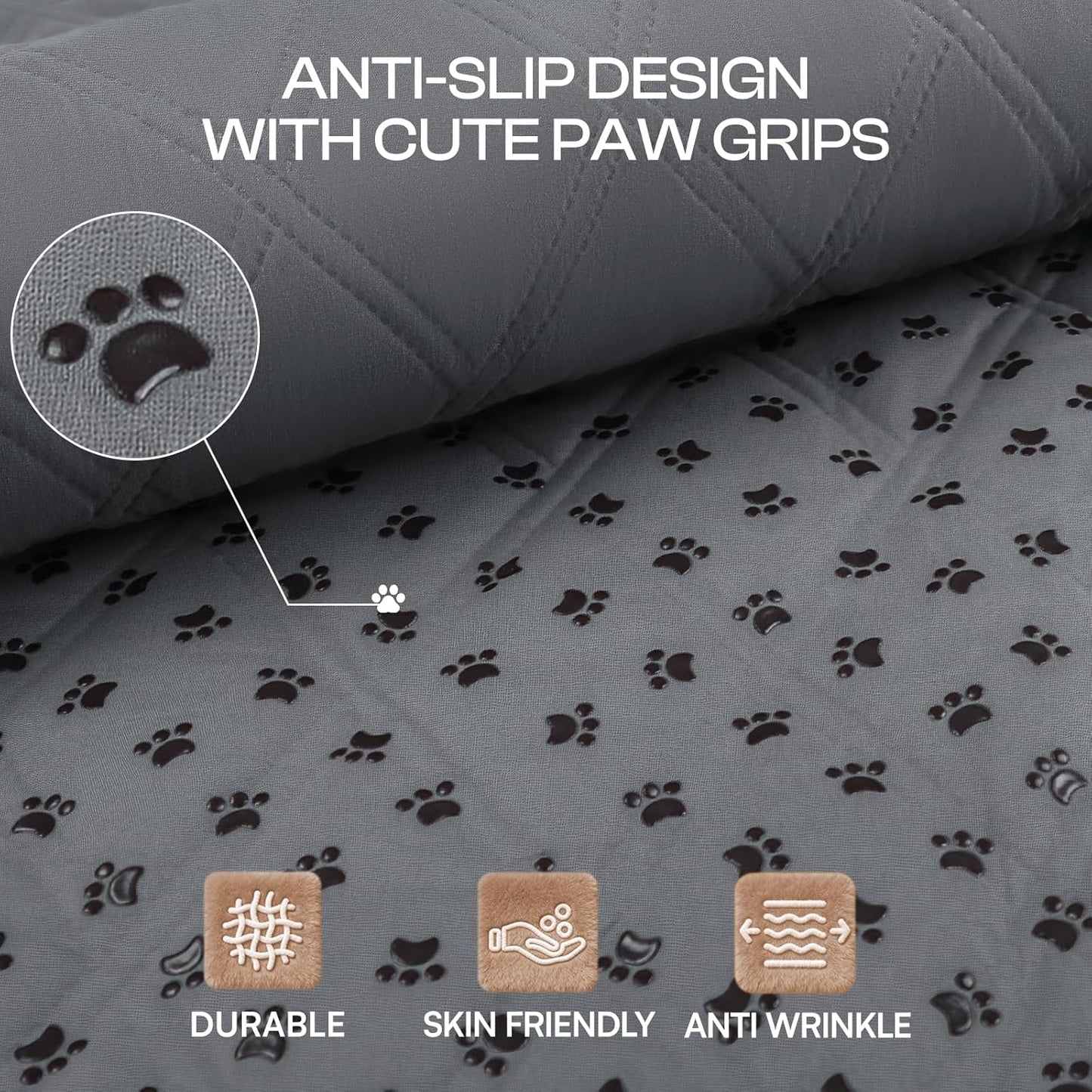 Luciphia 100% Waterproof Couch Cover Blanket for Dogs Anti-Slip Pet Couch Protector Sofa Mat Puppy Cat with Non-Slip Bottom, Grey, 30x70 Inch