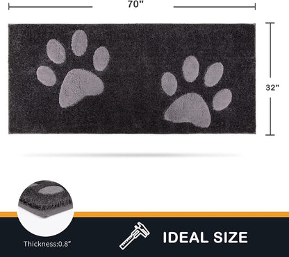 PURRUGS Dirt Trapping Door Mat 20" x 31.5", Non-Skid/Slip Machine Washable Microfiber Entryway Rug, Dog Doormat, Super Absorbent Welcome Mat for Muddy Wet Shoes and Paws, Grey