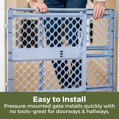 Toddleroo by North States - Renew 100% Recycled Plastic Baby Gate for Doorway; Sturdy for Indoor & Outdoor Use: Pressure Mounted, No Drill Gate; Made in USA; 26" to 42" Wide, 26" Tall; Pure White