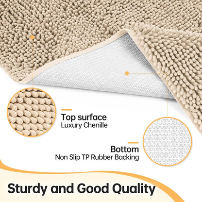 Absorbent Dog Door Mat for Muddy Paws, 60" x 24" Chenille Indoor Mats for Entryway, Trap Dirt Front Door Mat Indoor Entrance Washable Non Slip Soft