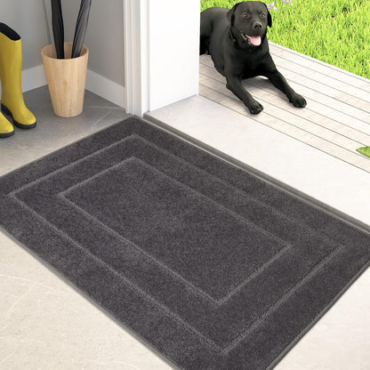 PURRUGS Dirt Trapping Door Mat 32" x 47", Non-Slip/Skid Machine Washable Entryway Rug, Dog Doormat, Super Absorbent Welcome Mat for Muddy Wet Shoes and Paws, Grayish Brown