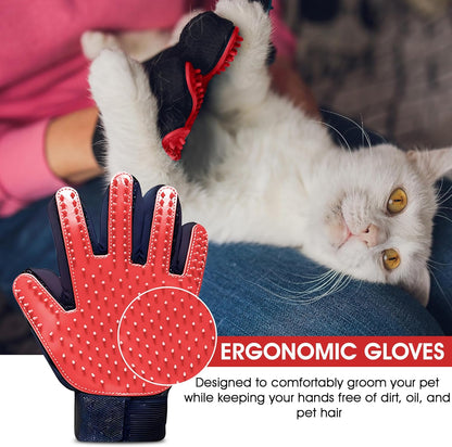 Upgrade Pet Grooming Gloves, Grooming Gloves for Dogs, Cats, Rabbits & Horses with Long and Short Hair, Efficient Pets Hair Remover Mittens - 1 Pair (Blue)