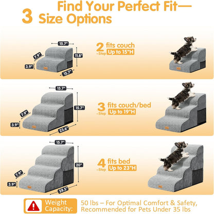 Topmart High Density Extended Foam Dog Ramp&Steps 2 Tiers,11.8" High,Non-Slip Dog Stairs,Soft Foam Pet Ladder with Removable Cover,Best for Injured,Older Cats,Pets with Joint Pain