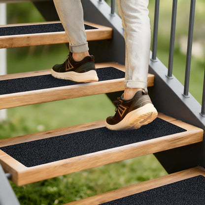 LifeGrip Outdoor Stair Treads Non-Slip 12 Pack, 6"x32" Waterproof Grip Tape for Wooden Steps, Deck, Porch - 80-Grit Adhesive Strips for Dogs, Kids & Elderly Safety