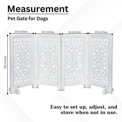 Freestanding Pet Gate for Dogs, Foldable Wooden Dog Gate for House, Indoor Dog Gate for Stair, Doorway, House Design Gates for Dogs Indoor, 72 Inch Wide, (18" x4 Panels 72 inch), Burnt Finish