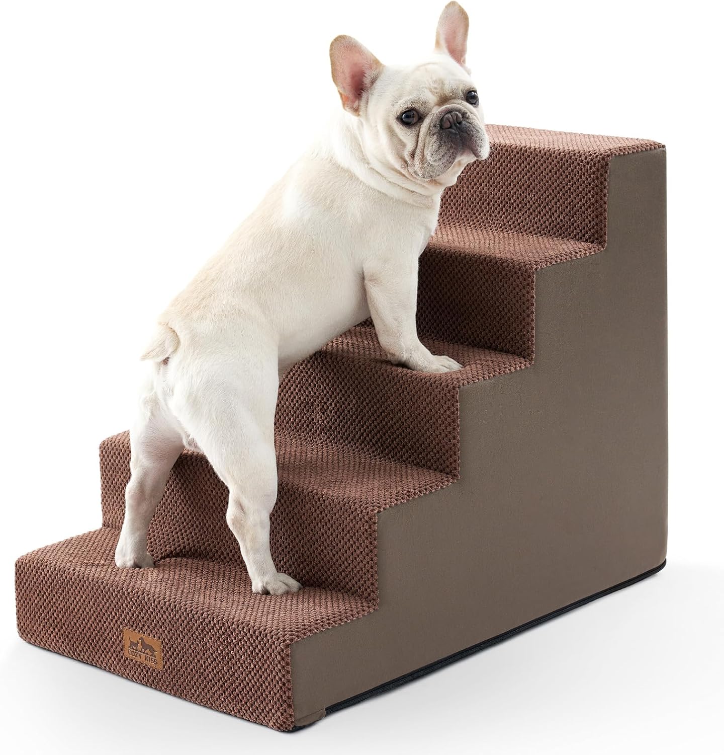 COZY KISS Dog Stairs for Small Dogs, 4 Tier Wider Pet Stairs for Couch and Beds, 17.7" H Non-Slip Dog Steps for Old Cats, Puppy, Small Medium Dogs, 17.7x23.6x17.7 inch, Beige