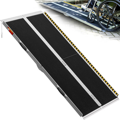 VNN Portable Wheelchair Ramp 4FT, Non-Slip Aluminum Ramps for Wheelchairs for Home, Handicap Wheelchair Ramps for Home Steps, Aluminum Loading Dock Plates, Doorways, Black