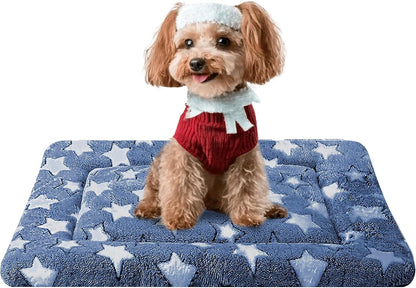 Dog Bed Mat, Reversible Crate Pad & Cute Dog Bed - Machine Washable Kennel Mat with Ultra Soft for Small Dogs (Cool/Warm), 24" x 18", Grey&Star