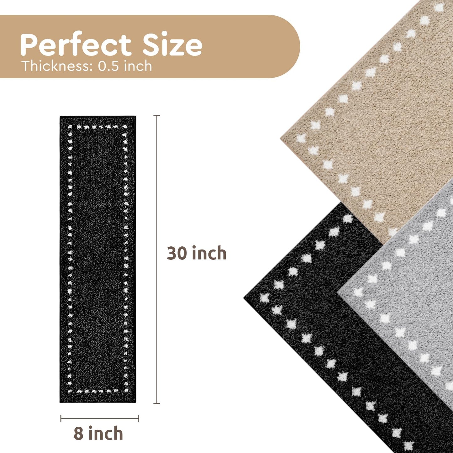 tchdio Stair Treads Landing Mat Non Slip, Soft Stair Treads for Wooden Steps Indoor, Stair Carpet Treads Reusable Adhesive for Kids Elders and Pets, Washable Stair Rugs Stair Runner 31"x31" Beige