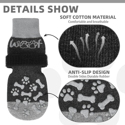 KOOLTAIL Dog Socks Shoes for Hot Pavement to Prevent Licking Paws, Winter Dog Boots&Paw Protector for Hardwood Floors Anti Slip,Traction Control Grip Booties for Small Medium Large Senior Dogs,Black M