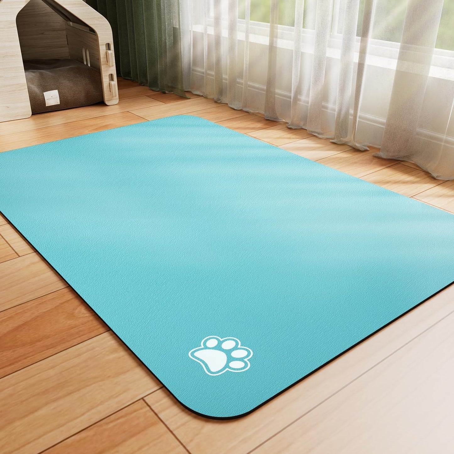 HotLive Dog Food Mat - Absorbent Cat Mat for Food and Water, No Stains Pet Feeding Bowl Mat, Easy to Clean Pet Placemats, Quick Dry Dog Water Dispenser Mat for Messy Drinkers | Paw Dark Grey 12"x 19"