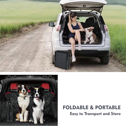 Folding Dog Ramp for Car 71" Long & 19" Wide Portable Pet Ramps with Non-Slip Rug Surface, Outdoor Dog Car Ramp for Large Dogs, SUV Car & Truck, Dog Steps Up to 250LBS