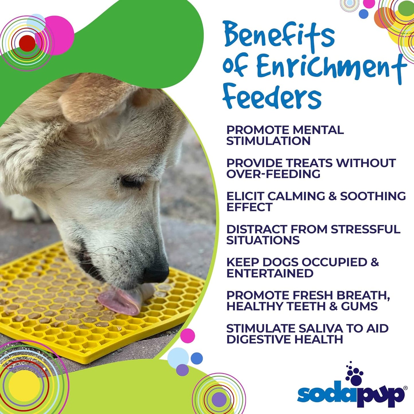 SodaPup Flower Power eMat – Durable Lick Mat Feeder Made in USA from Non-Toxic, Pet-Safe, Food Safe Rubber for Mental Stimulation, Avoiding Overfeeding, Fresh Breath, Digestive Health, & More