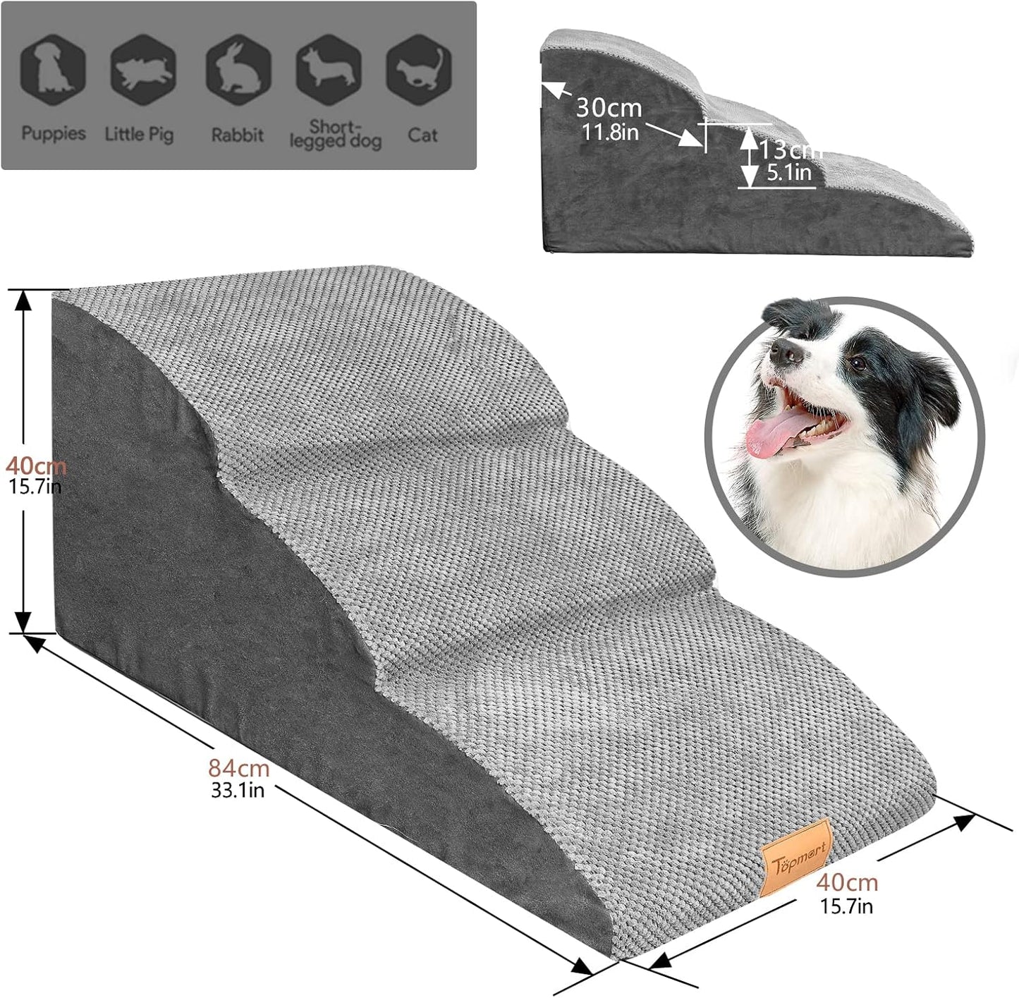 Replacement Waterproof Cover for Topmart Extended Foam Dog Ramp&Steps 3 Tiers, 33.1" L*15.7" W*15.7" H