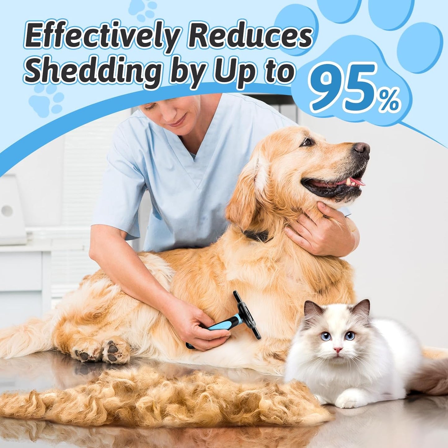 MIU COLOR Pet Grooming Brush, Deshedding Tool for Dogs & Cats, Effectively Reduces Shedding by up to 95% for Short Medium and Long Pet Hair