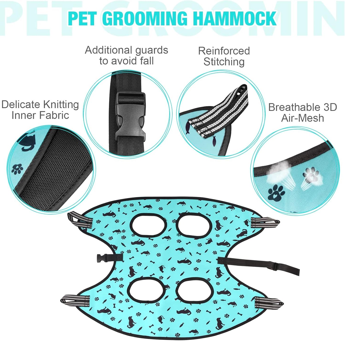 ATESON Pet Grooming Hammock with Nail Clippers/Nail Trimmers/Grooming Scissors, Dog Grooming Harness for Nail Trimming, Pet Grooming Sling Helper