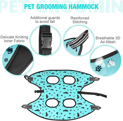 ATESON Pet Grooming Hammock with Nail Clippers/Nail Trimmers/Grooming Scissors, Dog Grooming Harness for Nail Trimming, Pet Grooming Sling Helper
