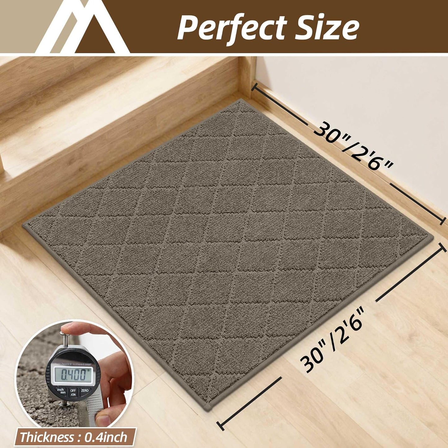 COSY HOMEER Edging Stair Treads Non-Slip Carpet Mat 28inX9in Indoor Stair Runners for Wooden Steps, Edging Stair Rugs for Kids and Dogs, 100% Polyester TPE Backing (7pc, Beige)