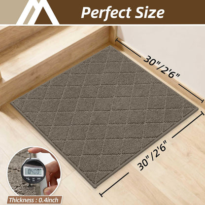 COSY HOMEER Edging Stair Treads Non-Slip Carpet Mat 28inX9in Indoor Stair Runners for Wooden Steps, Edging Stair Rugs for Kids and Dogs, 100% Polyester TPE Backing (7pc, Beige)