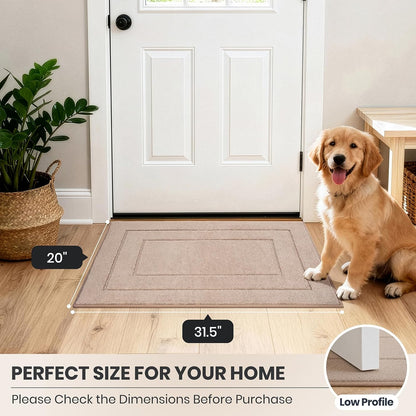 PURRUGS Dirt Trapping Door Mat 32" x 47", Non-Slip/Skid Machine Washable Entryway Rug, Dog Doormat, Super Absorbent Welcome Mat for Muddy Wet Shoes and Paws, Grayish Brown