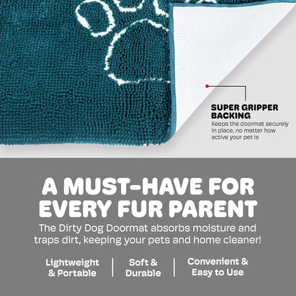 Dog Gone Smart Dirty Dog Doormat - Fast Drying Rug with Super Gripper Backing for Clean Floors - Super Absorbent and Machine Washable Mat for Muddy Paws - Grey