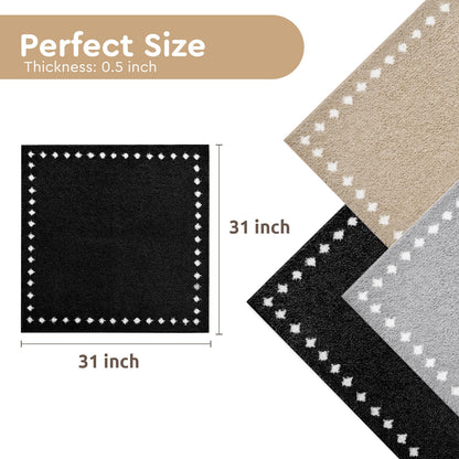 tchdio Stair Treads Landing Mat Non Slip, Soft Stair Treads for Wooden Steps Indoor, Stair Carpet Treads Reusable Adhesive for Kids Elders and Pets, Washable Stair Rugs Stair Runner 31"x31" Beige