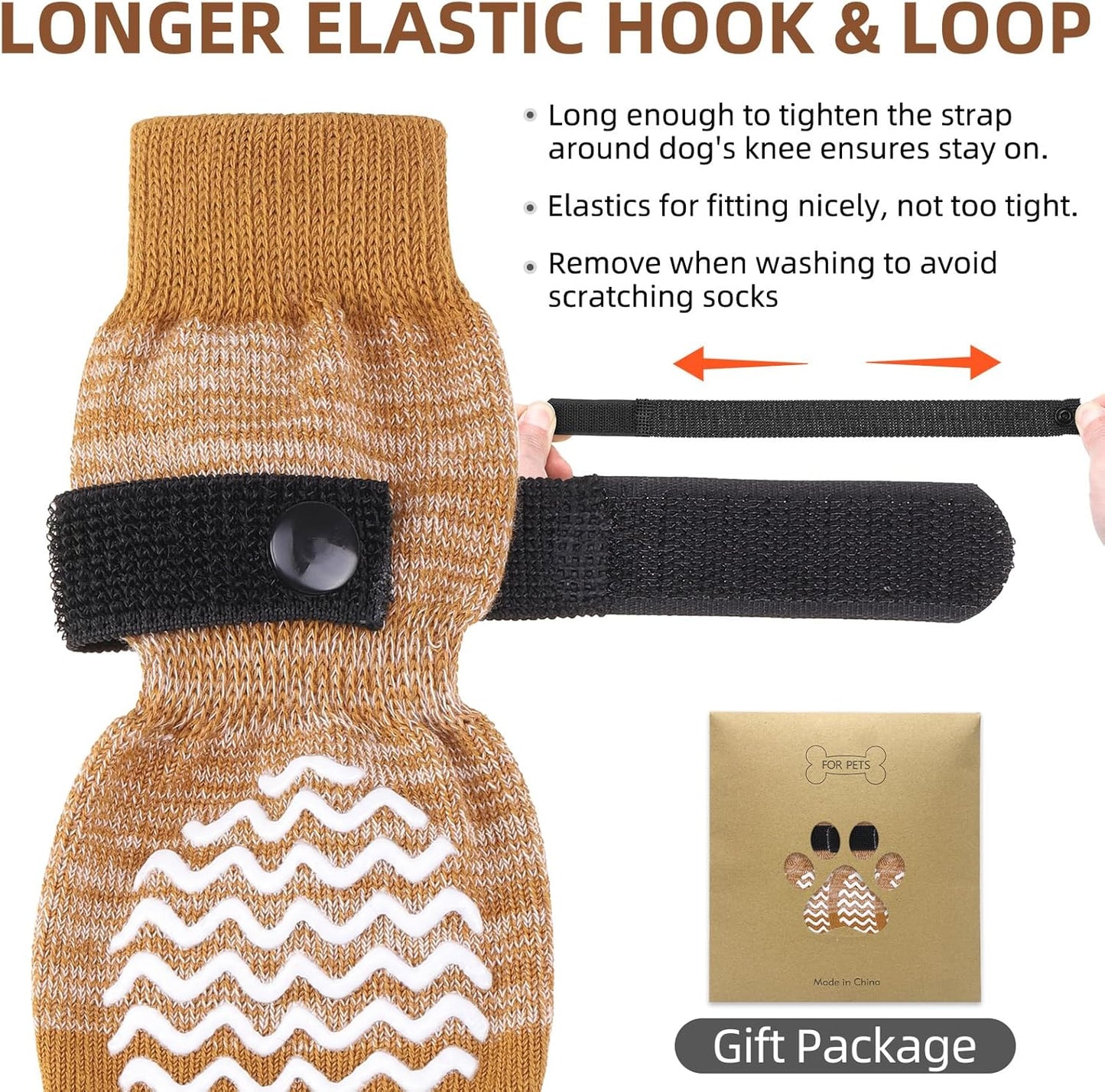 PUPTECK Anti Slip Dog Socks with Double Grippers for Hardwood Floors, Shoes for Hot/Cold Pavement, Boots & Paws Protectors to Prevent Licking, Traction Booties for Senior Small Large Dogs