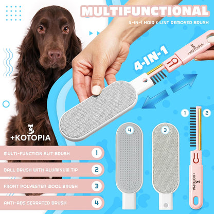 4-in-1 Pet Hair and Lint Remover Brush – Reusable Fabric and Clothing Cleaner for Pet Hair, Lint and Fur – Handheld Multi-Surface Tool for Clothes, Upholstery, Sofa and Travel Use (Sky Blue)
