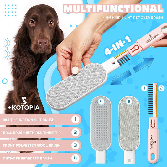 4-in-1 Pet Hair and Lint Remover Brush – Reusable Fabric and Clothing Cleaner for Pet Hair, Lint and Fur – Handheld Multi-Surface Tool for Clothes, Upholstery, Sofa and Travel Use (Sky Blue)