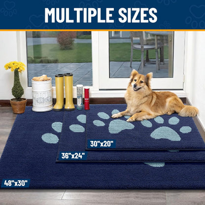 Smiry Dog Door Mat for Muddy Paws, Absorbs Moisture and Dirt, Low-Profile Entryway Mat with Non-Slip Backing, Entry Indoor Outdoor Doormat for Inside Floor (30x20 Inches, Grey, Striped)
