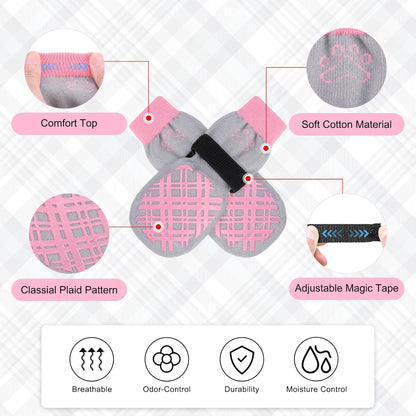 BEAUTYZOO Dog Socks to Prevent Licking Paws -Dog Shoes for Hot Pavement & Hardwood Floors Anti Slip, Traction Control Boots & Paw Protectors with Double Side Grips for Small Medium Large Senior Dogs