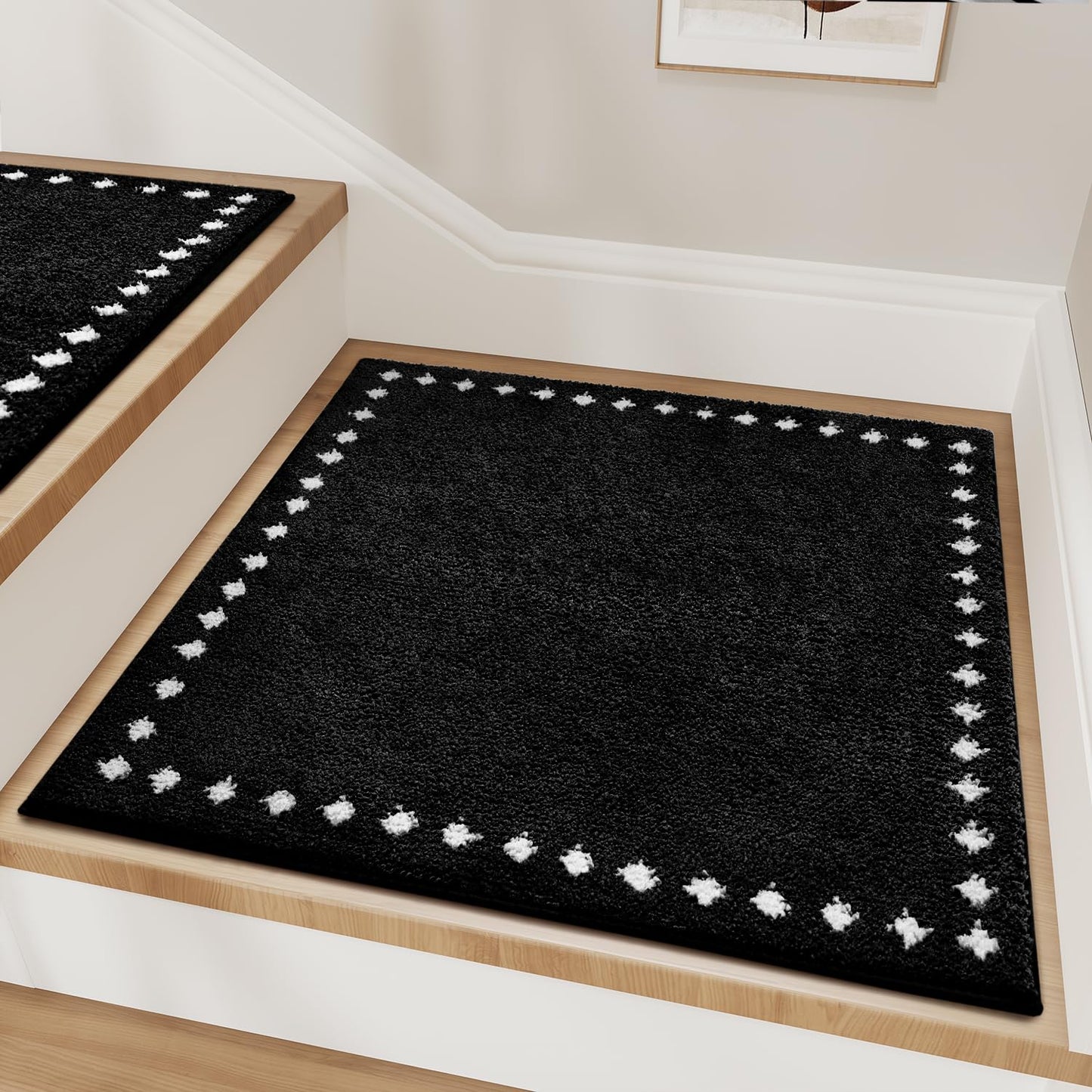 tchdio Stair Treads Landing Mat Non Slip, Soft Stair Treads for Wooden Steps Indoor, Stair Carpet Treads Reusable Adhesive for Kids Elders and Pets, Washable Stair Rugs Stair Runner 31"x31" Beige