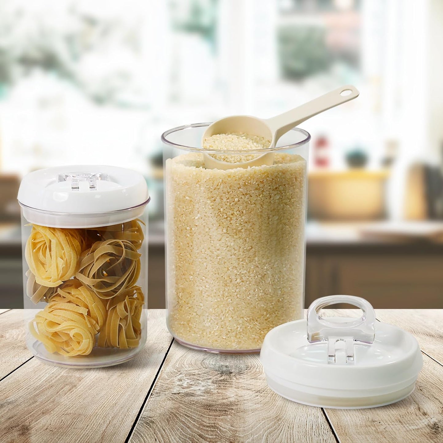 Felli Flip Tite Pet Food Container with Airtight Lids, BPA FREE Acrylic Canister with Paw Bone Fish Flip Top Handles for Cat Dog Kibble Treats Storage, Keep Fresh (Pet Collection Nest-L3pk)
