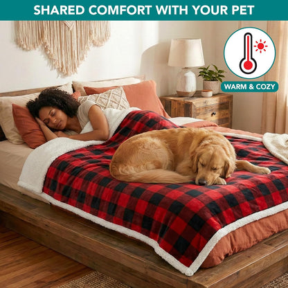 PetAmi Waterproof Dog Blanket for Couch, Large 60x40, Pee Proof Sherpa Fleece Reversible Pet Throw, Furniture Protector for Bed Sofa Kennel, Soft Washable Cover for Medium Dogs Cats, Grey Sherpa