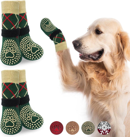 BEAUTYZOO Dog Socks to Prevent Licking Paws -Dog Shoes for Hot Pavement & Hardwood Floors Anti Slip, Traction Control Boots & Paw Protectors with Double Side Grips for Small Medium Large Senior Dogs