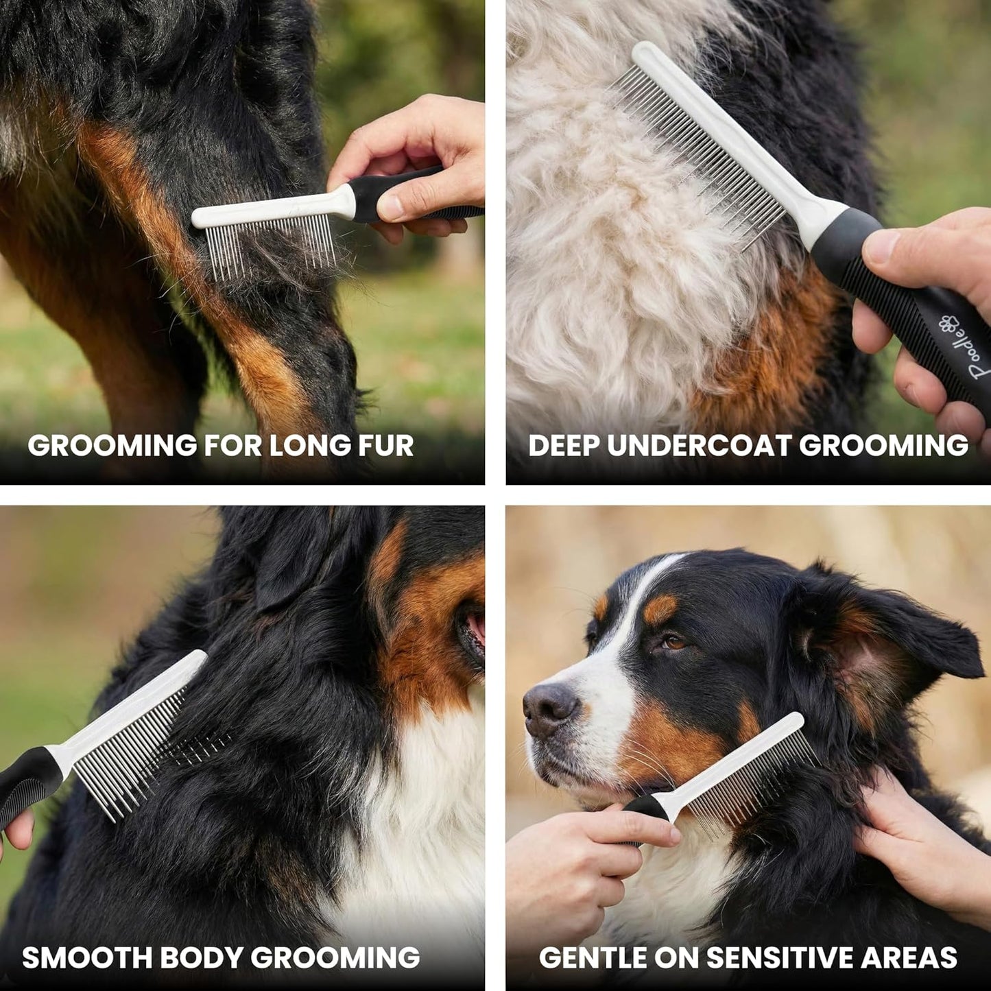 Poodle Dematting Fur Rake Comb Brush for Dogs and Cats - Long 2.5" Steel Safety Blades Metal Comb for Detangling Matted or Knotted Undercoat Hair (Orange)