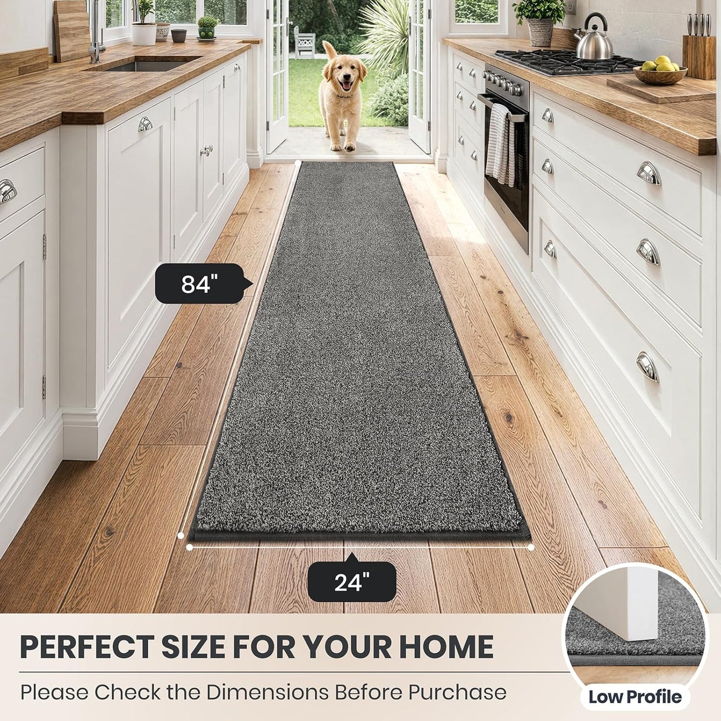 PURRUGS Dirt Trapping Door Mat 20" x 31.5", Non-Slip Machine Washable Entryway Rug, Dog Doormat, Indoor Front Door Mat, Super Absorbent Entry Rug for Muddy Shoes & Paws, Bluish Grey-Black